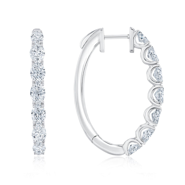 4ctw Oval Lab Grown Diamond White Gold Hoop Earrings