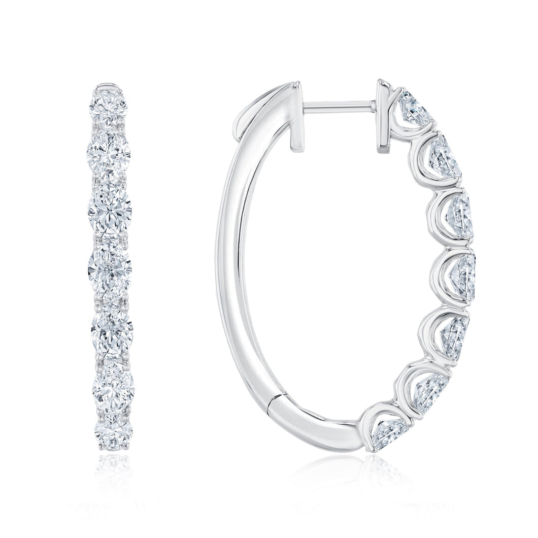 4ctw Oval Lab Grown Diamond White Gold Hoop Earrings