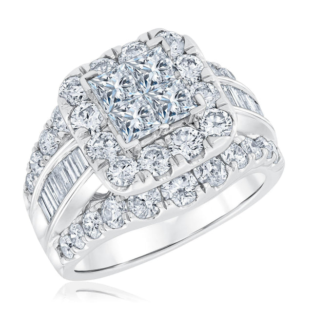4ctw Princess Diamond Composite White Gold Engagement Ring | Harmony Collection