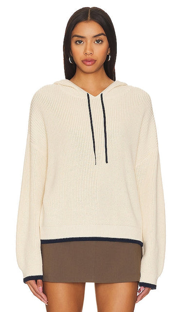 525 Alli Tipped Hoodie in Cream - Sweat à capuche à liseré 525 Alli en crème - 525 Alli 奶油色尖头连帽衫 - 525 Alli Tipped Hoodie in Creme - 525 Alli Tipped 후디 - Felpa con cappuccio con riga 525 Alli color crema