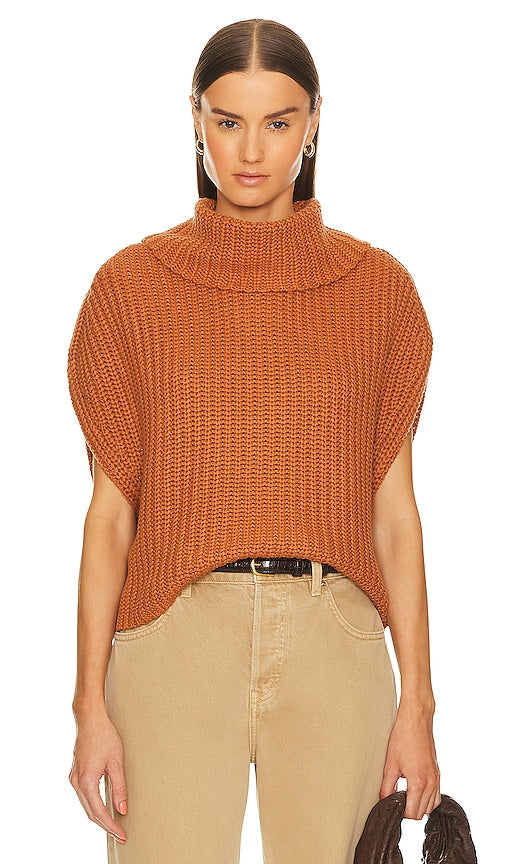 525 Cate Sleeveless Turtleneck Sweater in Cognac - Pull à col roulé sans manches 525 Cate en cognac - 525 Cate 干邑色无袖高领毛衣 - 525 Cate Ärmelloser Rollkragenpullover in Cognac - 525 Cate 민소매 터틀넥 스웨터 - Maglione dolcevita senza maniche 525 Cate color cognac