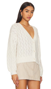 525 Celeste Boucle V Neck Cardigan in Cream