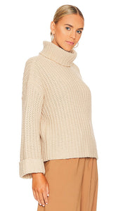 525 Chunky Turtleneck Shaker Pullover in Beige