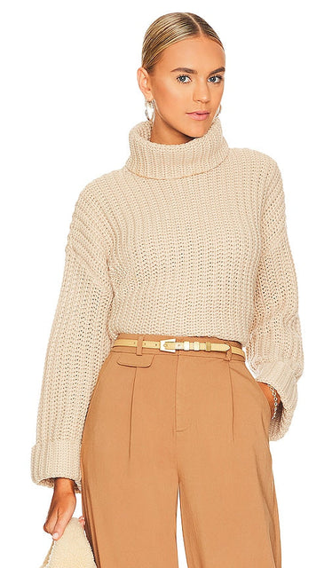 525 Chunky Turtleneck Shaker Pullover in Beige - Pull shaker à col roulé épais 525 en beige - 525 米色粗高领摇摇套头衫 - 525 Grober Rollkragenpullover in Beige - 525 청키 터틀넥 셰이커 풀오버 베이지 색상 - 525 Pullover Shaker a collo alto grosso in beige