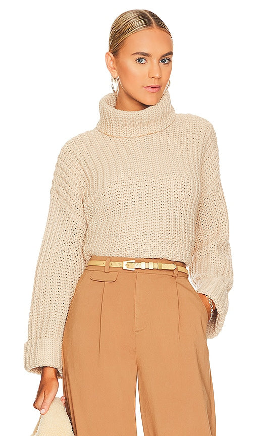 525 Chunky Turtleneck Shaker Pullover in Beige - Pull shaker à col roulé épais 525 en beige - 525 米色粗高领摇摇套头衫 - 525 Grober Rollkragenpullover in Beige - 525 청키 터틀넥 셰이커 풀오버 베이지 색상 - 525 Pullover Shaker a collo alto grosso in beige