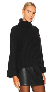 525 Chunky Turtleneck Shaker Pullover in Black