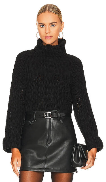 525 Chunky Turtleneck Shaker Pullover in Black - Pull shaker à col roulé épais 525 en noir - 525 黑色粗高领 Shaker 套头衫 - 525 Grober Rollkragenpullover im Shaker-Stil in Schwarz - 525 청키 터틀넥 셰이커 풀오버 블랙 색상 - Pullover Shaker a collo alto grosso 525 in nero