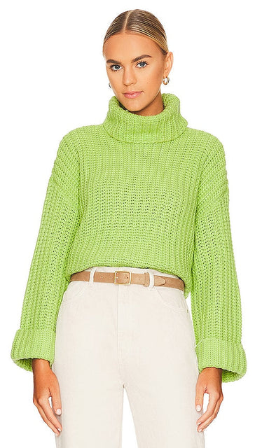 525 Chunky Turtleneck Shaker Pullover in Green - Pull shaker à col roulé épais 525 en vert - 525 绿色粗高领摇摇套头衫 - 525 Grober Rollkragen-Shaker-Pullover in Grün - 525 청키 터틀넥 셰이커 풀오버 그린 색상 - 525 Pullover Shaker a collo alto grosso in verde