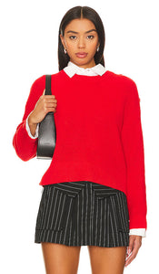 525 Ida Button Shoulder Solid Pullover Sweater in Red - 525 Ida Pull uni à épaules boutonnées en rouge - 525 Ida 红色纽扣肩纯色套头毛衣 - 525 Ida Solider Pullover mit Knopfleiste und Schulterpartie in Rot - 525 Ida 버튼 숄더 솔리드 풀오버 스웨터 레드 색상 - Maglione pullover solido con spalle scoperte 525 Ida in rosso