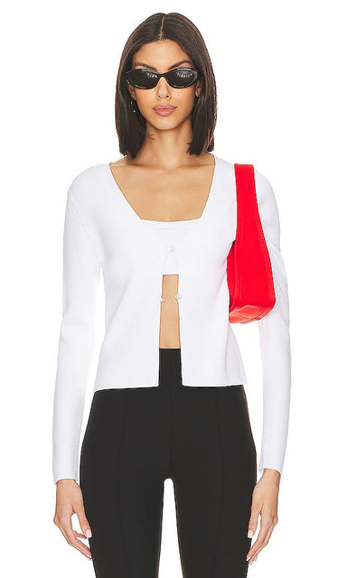 525 Jess Cropped Cardi in White - 525 Cardigan court Jess en blanc - 525 Jess 白色短款羊毛衫 - 525 Jess Kurzer Cardi in Weiß - 525 Jess 크롭 카디 화이트 색상 - 525 Jess Cardi corto in bianco