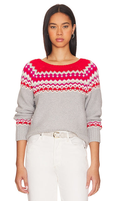 525 Jen Fair Isle Pullover Sweater in Grey,Red - Pull 525 Jen Fair Isle en gris, rouge - 525 Jen Fair Isle 灰色、红色套头毛衣 - 525 Jen Fair Isle Pullover Pullover in Grau, Rot - 525 Jen Fair Isle 풀오버 스웨터그레이,레드 색상 - Maglione pullover 525 Jen Fair Isle in grigio, rosso