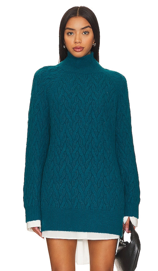 525 Natasha Cable Oversized Pullover Sweater in Teal - 525 Natasha Cable Pull surdimensionné en bleu sarcelle - 525 Natasha Cable 蓝绿色超大套头毛衣 - 525 Natasha Zopfmuster-Pullover in Blaugrün - 525 Natasha 케이블 오버사이즈 풀오버 스웨터 - Maglione pullover oversize a trecce 525 Natasha in verde acqua