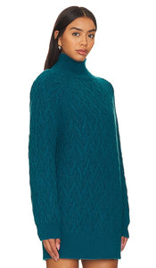 525 Natasha Cable Oversized Pullover Sweater in Teal