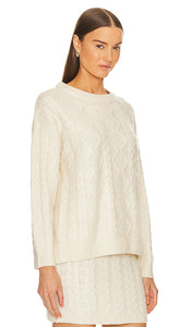 525 Mina Airspun Cable Pullover Sweater in Cream