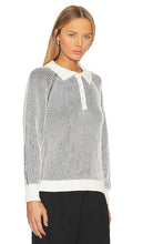 525 Plaited Johnny Collar Pullover Sweater in Black,White