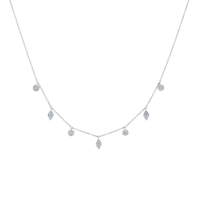 5/8ctw Diamond Mixed-Shape Station White Gold Necklace