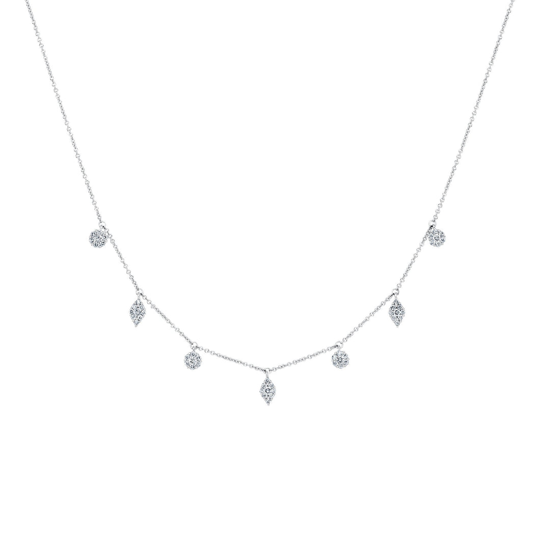 5/8ctw Diamond Mixed-Shape Station White Gold Necklace