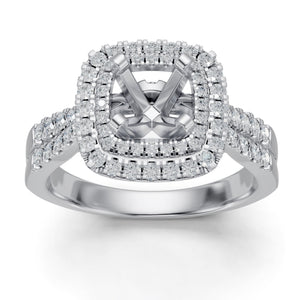 5/8ctw Diamond Princess Halo White Gold Engagement Ring Setting - Size 6