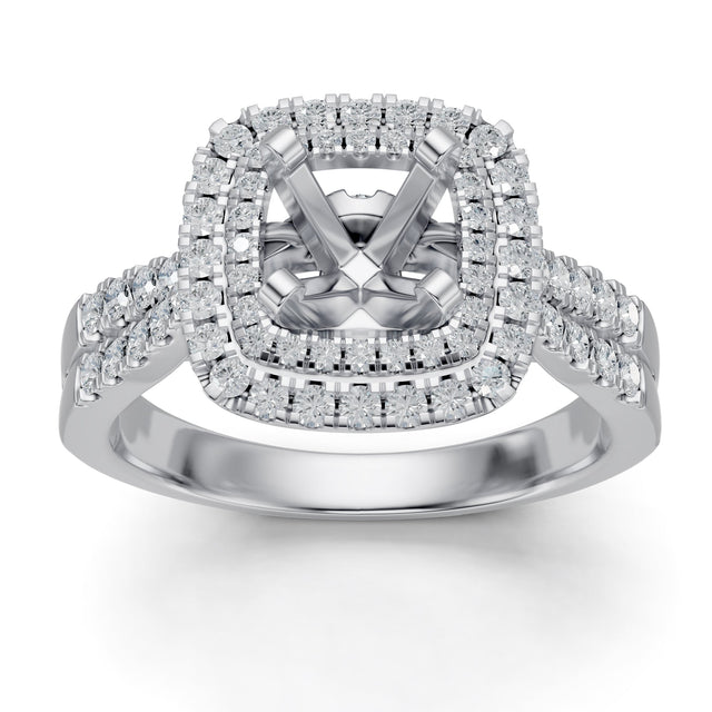 5/8ctw Diamond Princess Halo White Gold Engagement Ring Setting - Size 6