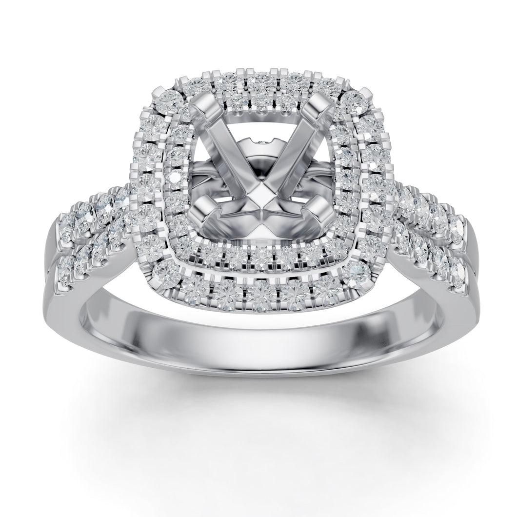5/8ctw Diamond Princess Halo White Gold Engagement Ring Setting - Size 6