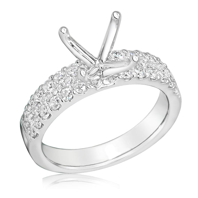 5/8ctw Diamond Three Row White Gold Engagement Ring Setting | Design Collection | Size 5