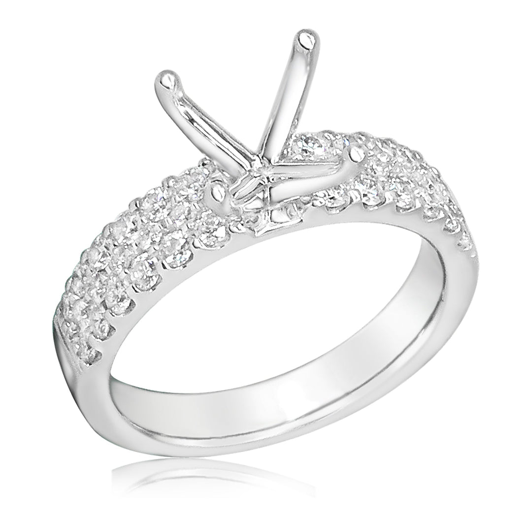5/8ctw Diamond Three Row White Gold Engagement Ring Setting | Design Collection | Size 5