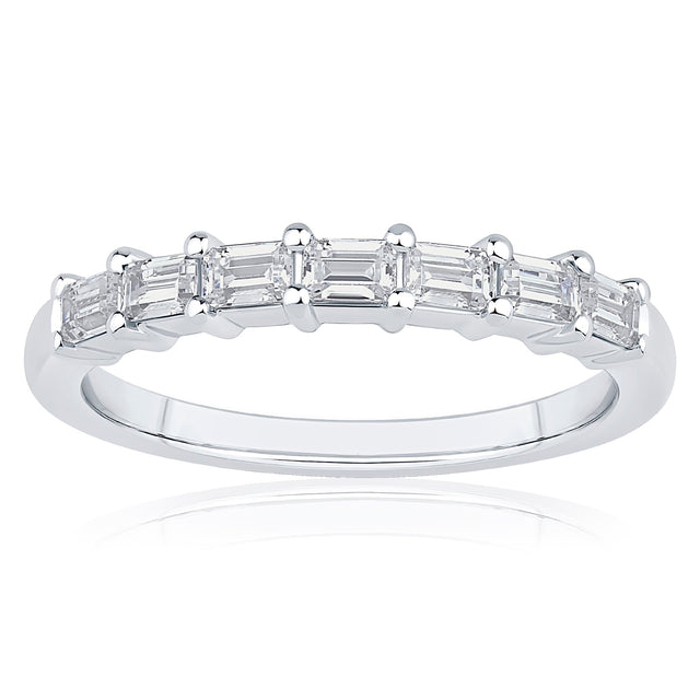 5/8ctw Emerald Diamond White Gold Wedding Band - Embrace Collection