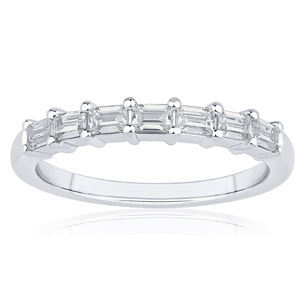 5/8ctw Emerald Diamond White Gold Wedding Band - Embrace Collection