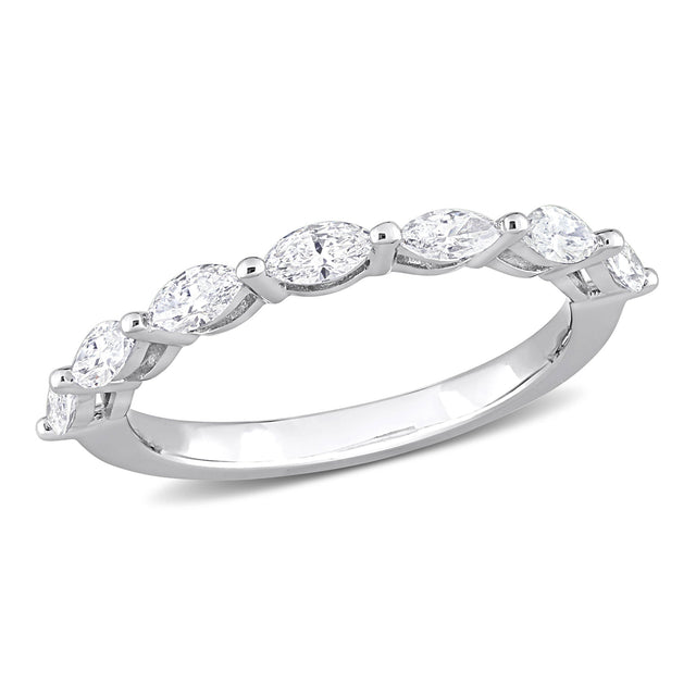 5/8ctw Marquise Diamond White Gold Band Ring - Size 6