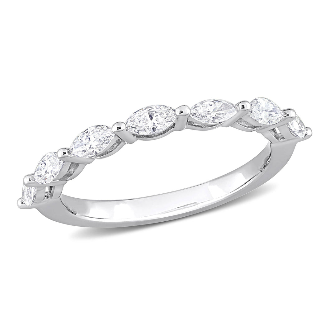 5/8ctw Marquise Diamond White Gold Band Ring - Size 6