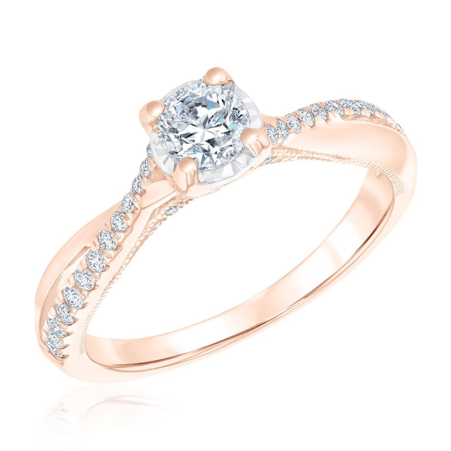 5/8ctw Round Diamond Twist Rose Gold Engagement Ring | Glow Collection