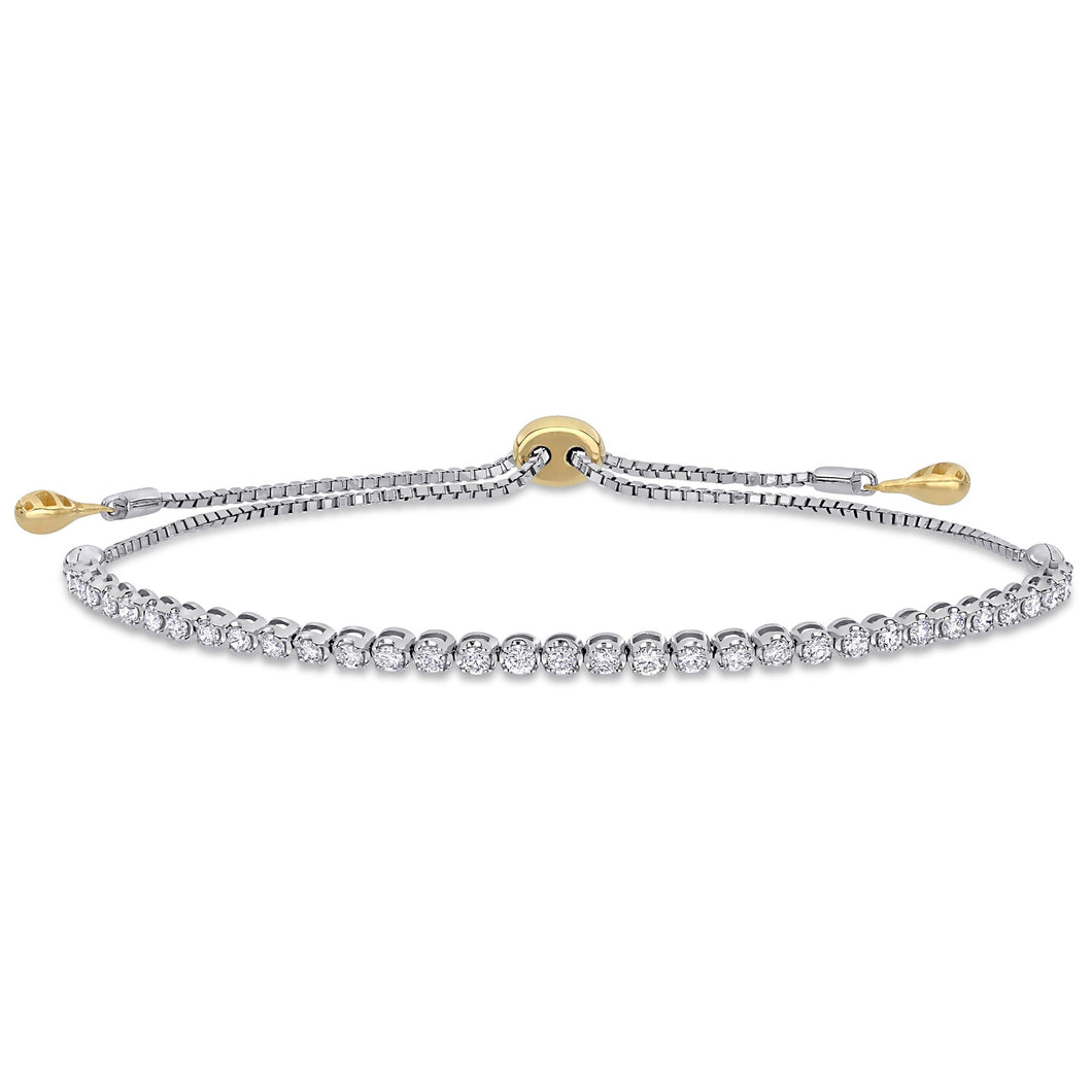 5/8ctw Round Diamond Two-Tone Bolo Bracelet