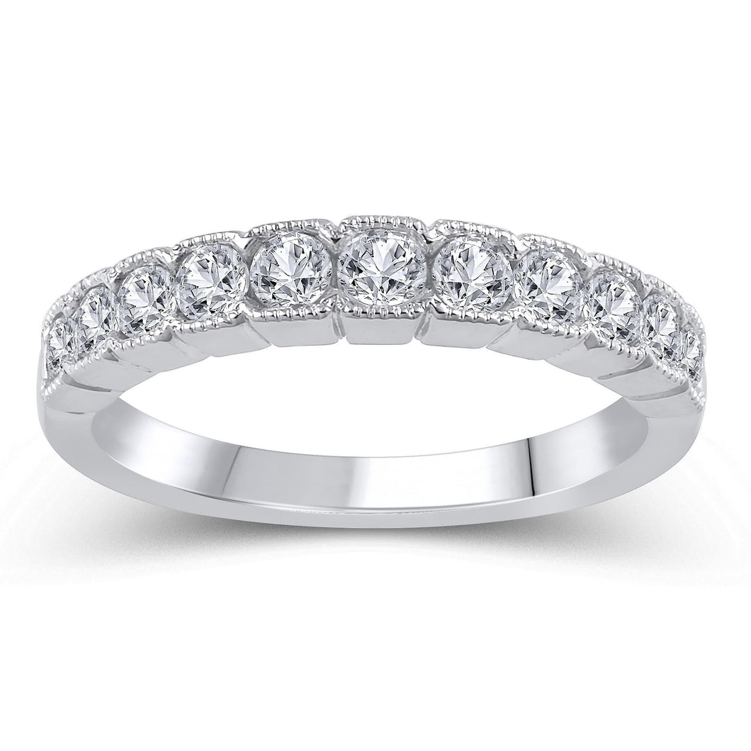 5/8ctw Round Diamond White Gold Wedding Band | Embrace Collection | Size 5