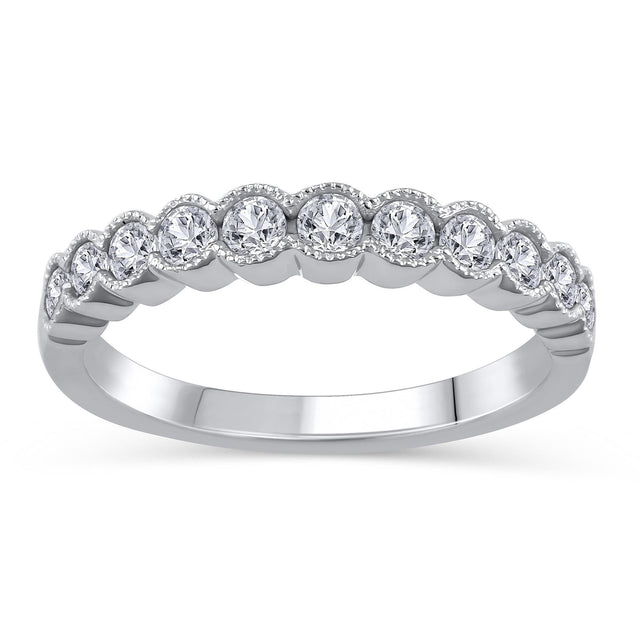 5/8ctw Round Diamond White Gold Wedding Band | Embrace Collection | Size 6