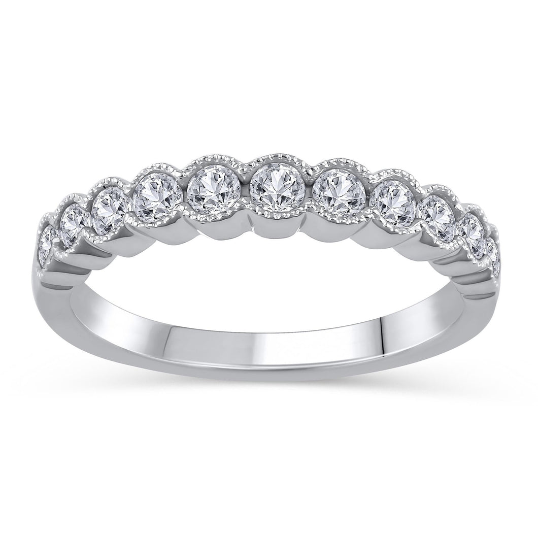 5/8ctw Round Diamond White Gold Wedding Band | Embrace Collection | Size 6