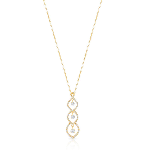 5/8ctw Twinkling Diamond Teardrop Cascade Yellow Gold Pendant Necklace