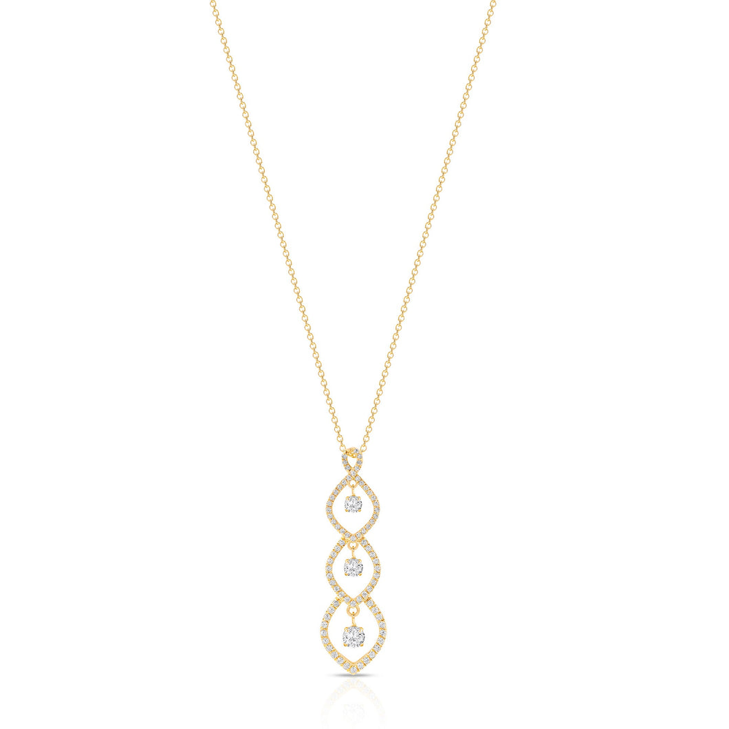 5/8ctw Twinkling Diamond Teardrop Cascade Yellow Gold Pendant Necklace