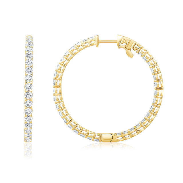 5ctw Diamond Inside Out Yellow Gold Hoop Earrings