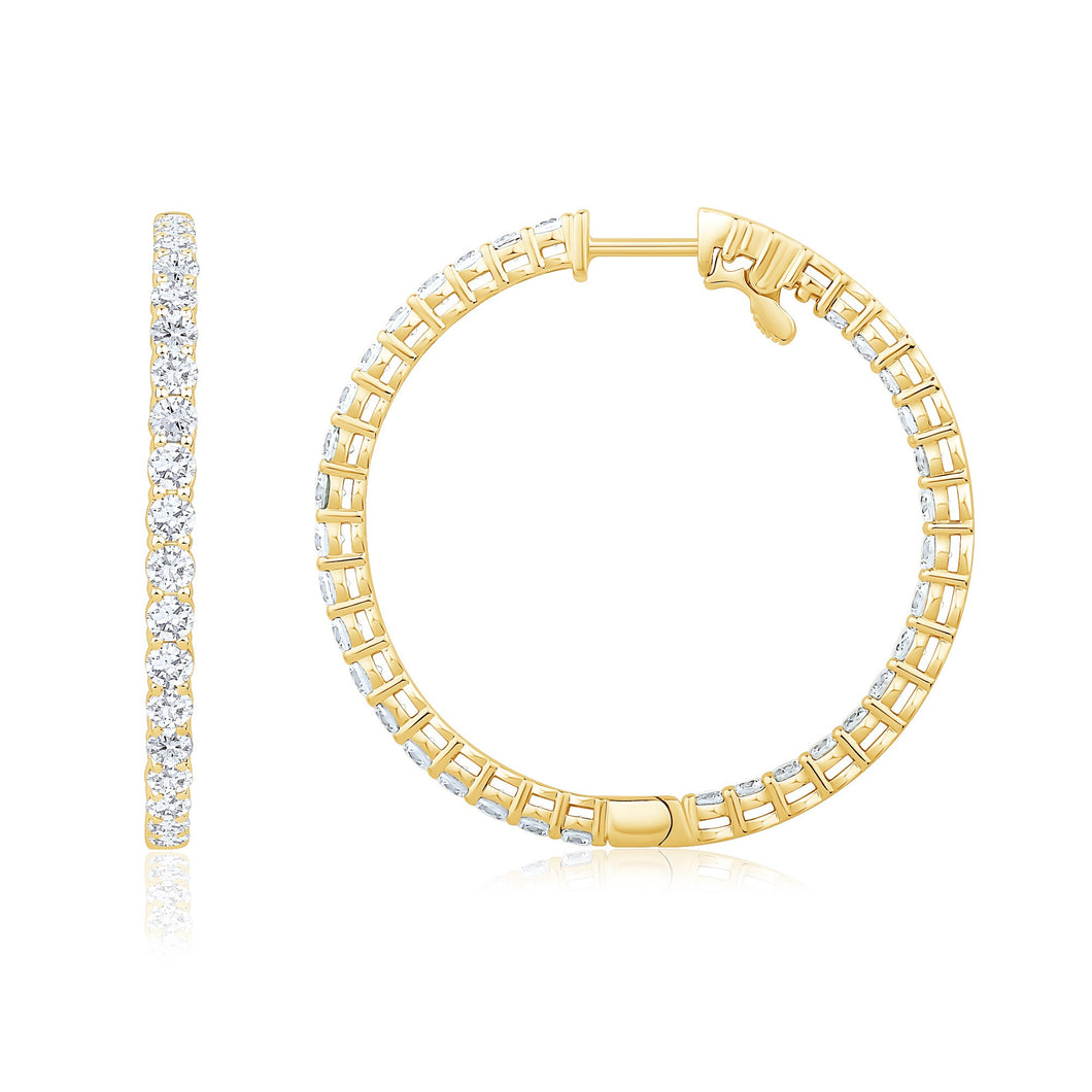 5ctw Diamond Inside Out Yellow Gold Hoop Earrings