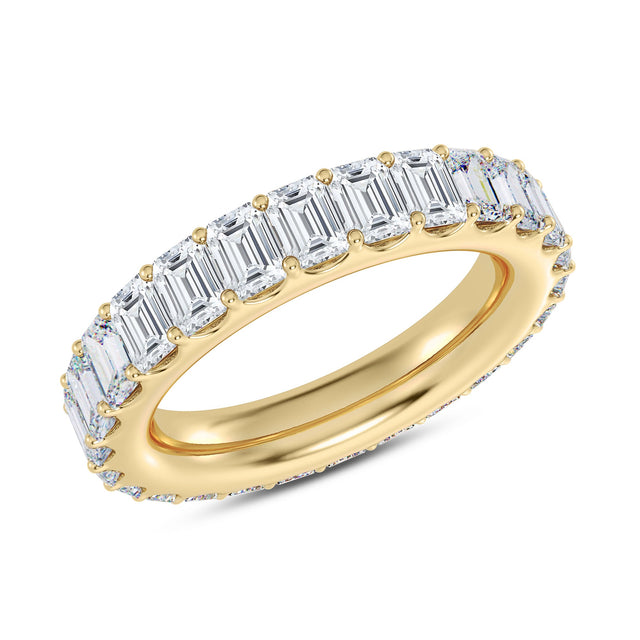 5ctw Emerald Diamond Yellow Gold Eternity Band - Size 7