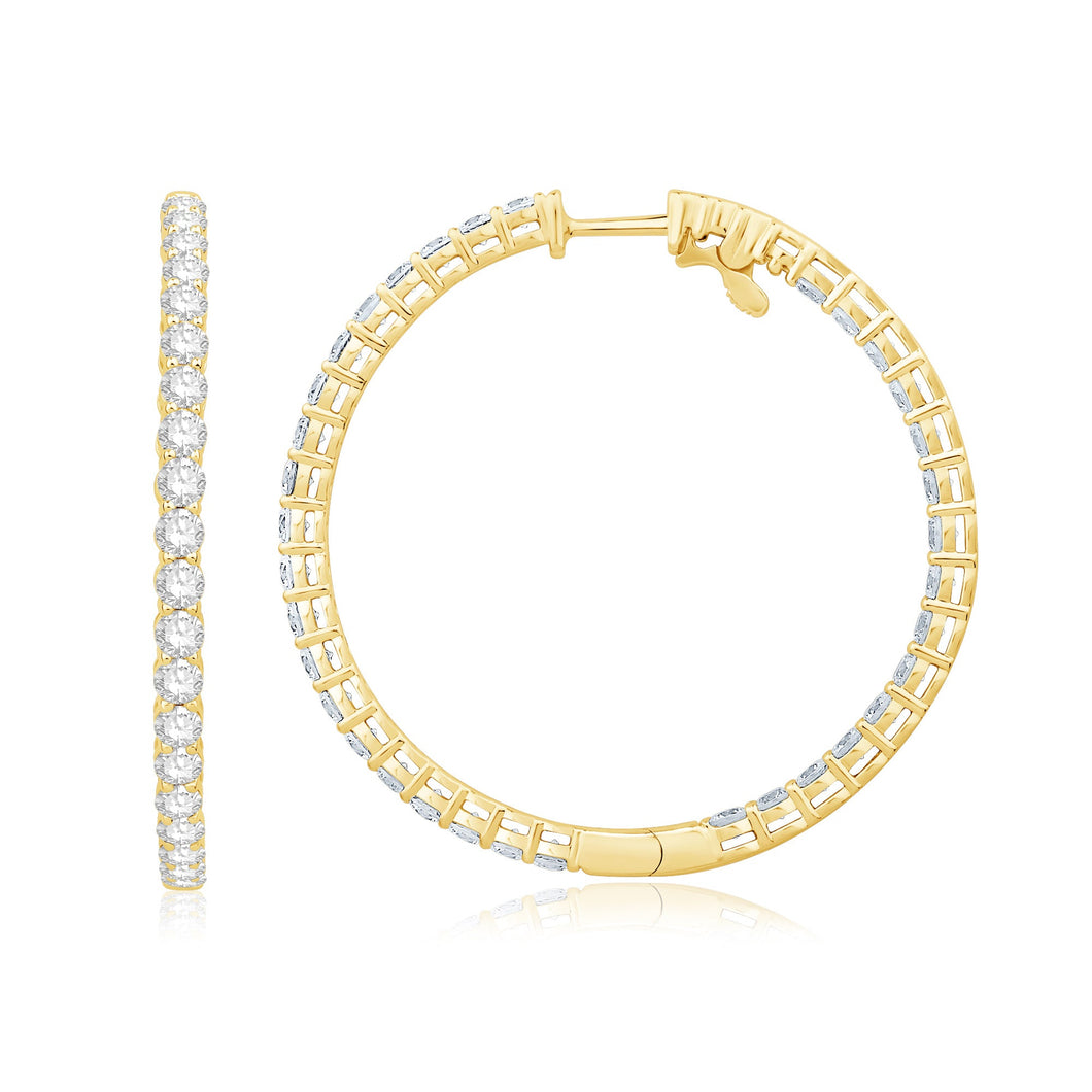 6ctw Diamond Inside Out Yellow Gold Hoop Earrings