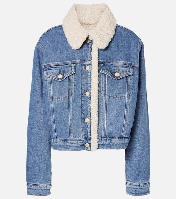 7 For All Mankind Teddy-trimmed denim jacket