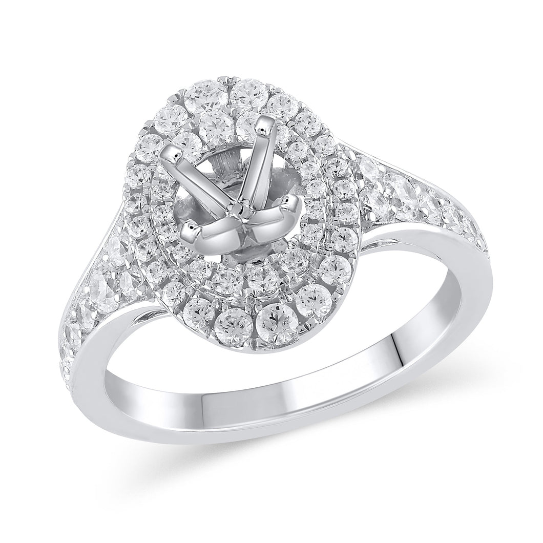 7/8ctw Diamond Double Halo White Gold Engagement Ring Setting - Design Collection - Size 5