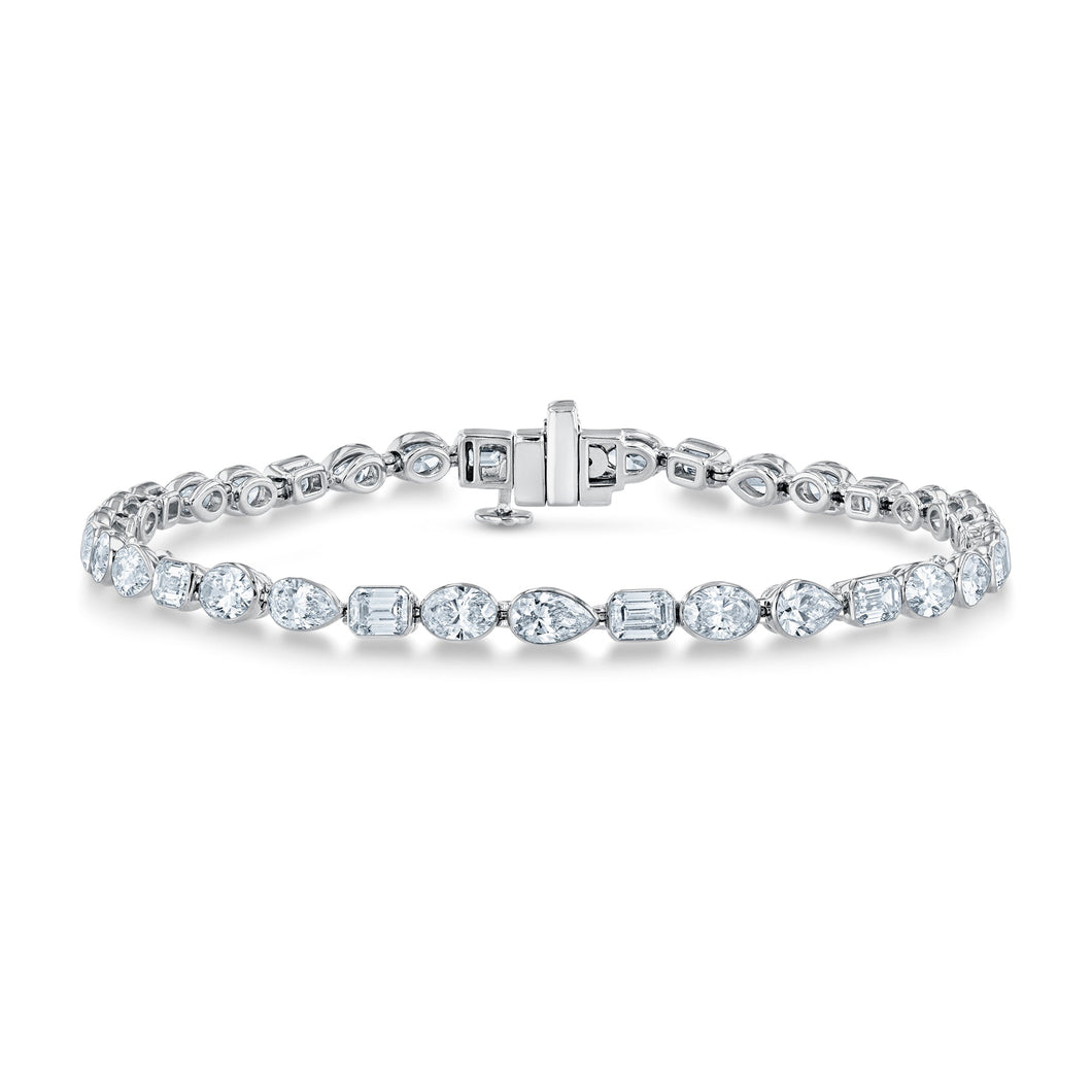 7ctw Mixed-Shape Lab Grown Diamond White Gold Tennis Bracelet