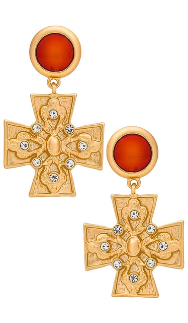 8 Other Reasons Cross Drop Earring in Metallic Gold