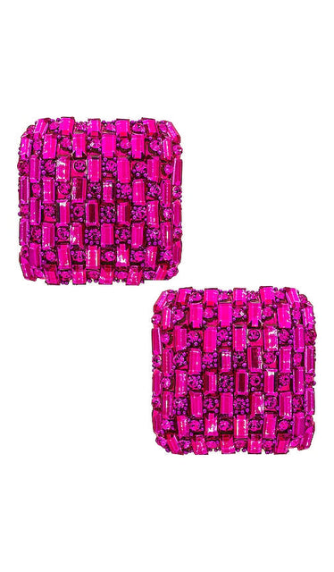 8 Other Reasons Square Stud Earring in Fuchsia