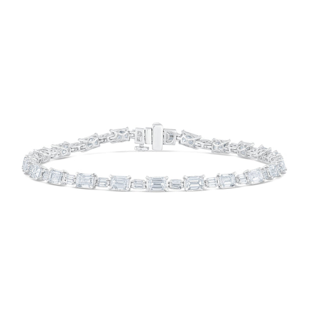 8ctw Emerald and Baguette Lab Grown Diamond White Gold Tennis Bracelet