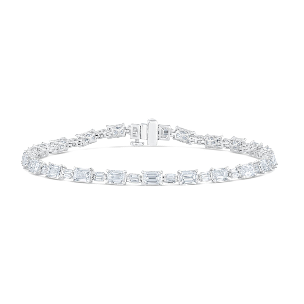 8ctw Emerald and Baguette Lab Grown Diamond White Gold Tennis Bracelet
