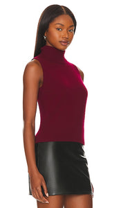 AEXAE Sleeveless Roll Neck Top in Burgundy