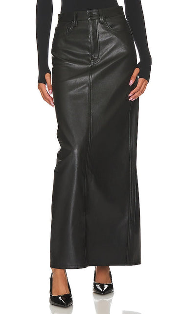 AFRM Amiri Faux Leather Maxi Skirt in Black - AFRM - Amiri - Jupe longue en similicuir noir - AFRM Amiri 黑色人造皮革长裙 - AFRM Amiri Kunstleder-Maxirock in Schwarz - AFRM Amiri 인조 가죽 맥시 스커트블랙 색상 - Gonna lunga AFRM Amiri in ecopelle nera